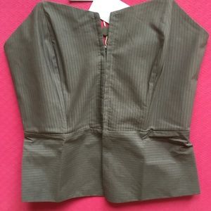 NWT 8 by YOOX Bustier CORSET TOP W/ FRONT HOOKS  Grey size 8 100% Cotton
